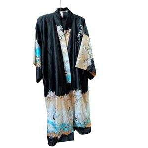 Japanese Kimono w/ Crane Scenes Made in Japan 100% Polyester One Size